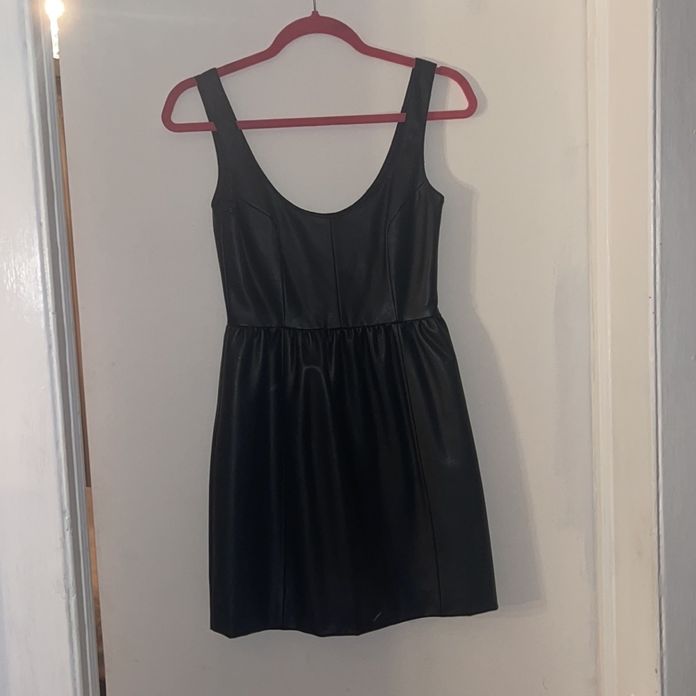 Black PU leather dress